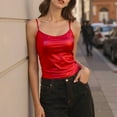 thumbnail image 2 of KHONTS Women's Metallic Shiny Camisole Disco Party Sleeveless Slim Fit Tanks Tops Rave Fashion Tunic Undershirts Red XL, 2 of 4