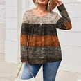 thumbnail image 3 of Rollbacks & More GaThRRgYP Plus Size Oversized Sweatshirt for Women,Women's Fashion Printing Casual Round Neck Long Sleeve Button Loose T-shirt Daily Printed Top Brown L, 3 of 5