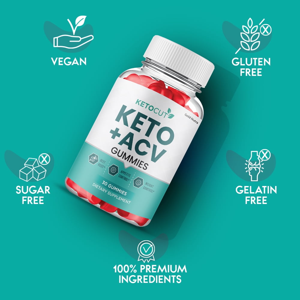 (1 Pack) KetoCut Keto ACV Gummies, Apple Cider Vinegar, Max Strength, 1 Month Supply Dietary Supplement, Made in USA.