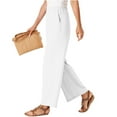 thumbnail image 4 of ZHYou Womens Linen-Blend Wide Leg Pants,High Waisted Flowy,Trousers with Pleated Detail,White,Size L, 4 of 7