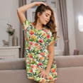 thumbnail image 3 of Honeii Fruits Peach1 Print Women's Loose Short Sleeve Nightgown, Soft Cotton Sleepwear, Comfy Loose Fit Pajama Dress for Sleep and Lounge, 3 of 6
