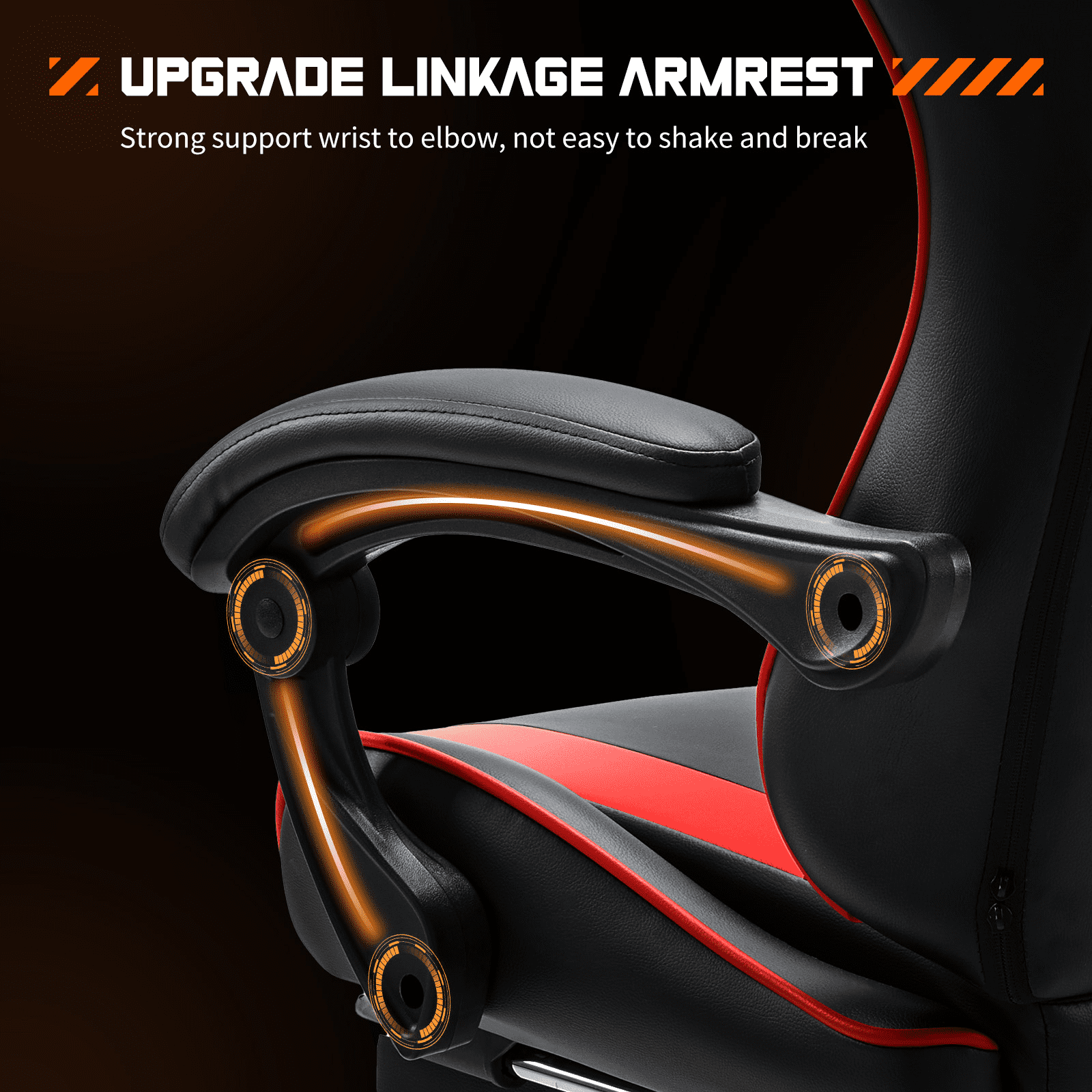 MAYEERTY Video Game Desk Chair - Ergonomic Computer with Footrest and Comfy Lumbar Support, PU Leather Recliner with Headrest, Fixed Up Armrest,