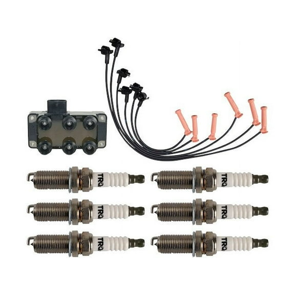 Ignition Coil Spark Plug and Wire Set 8 Piece - Compatible with 1997 - 2000 Ford Explorer 4.0L V6 1998 1999