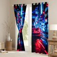 thumbnail image 3 of Erosebridal Sports Car Blackout Curtains, City Night Curtains Pack of 2 (42x84 Each), Red Neon City, 3 of 5