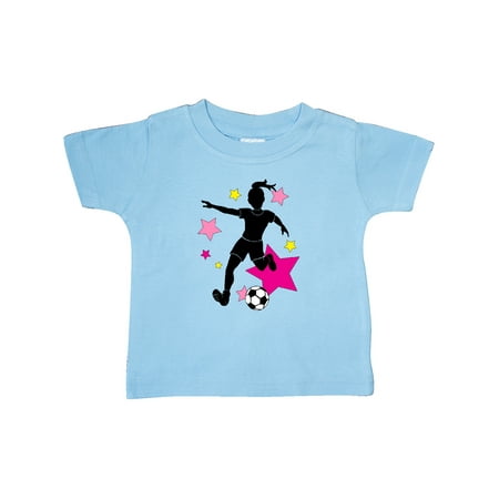 

Inktastic Girl Playing Soccer- Pink and Yellow Stars Gift Baby Girl T-Shirt