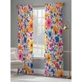 thumbnail image 3 of Colorful Spring Floral Sheer Curtains 96 Inch Length 2 Panels Set, Farmhouse Summer Botanical Voile Window Treatment Semi Sheer Long Curtains Drapes for Bedroom/Living Room/Kitchen 52"x96"x2, 3 of 7