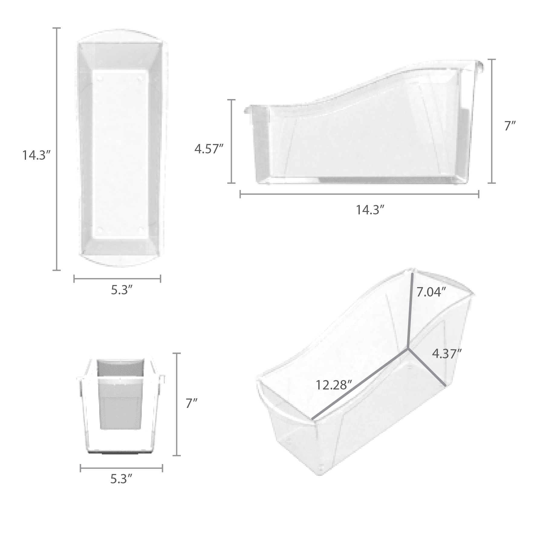 Pen+Gear Plastic Desktop Book Organizer Bin, Clear Tint, 6-Pack