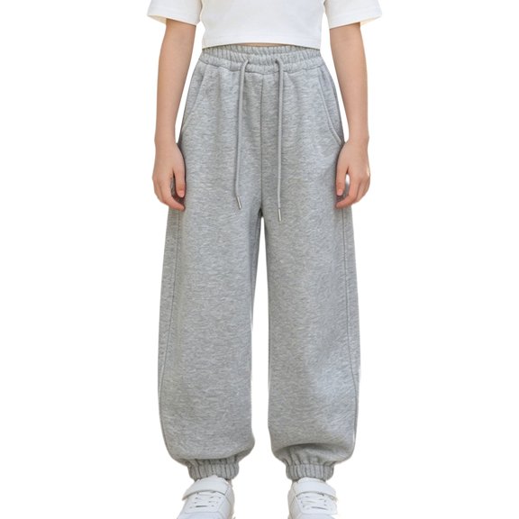 TIREOW Girls Sweatpants Stylish Casual Elastic High Waist Wide Leg Drawstring Sweat Pants Daily Wear Streetwear Joggers