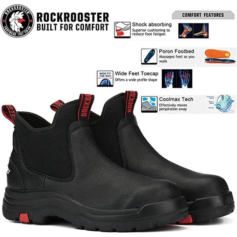 Men\'s Black Slip-On Work Boots with Cushioned Collar CC-Los Men main image 3