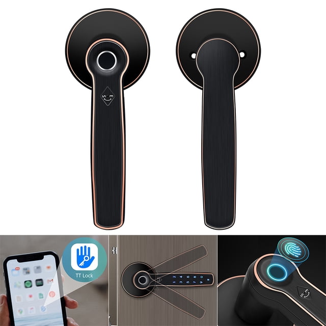 Cerradura de puerta con huella dactilar, cerradura de perilla de puerta Bluetooth, cerradura intelig Tomshoo Cerradura de puerta inteligente