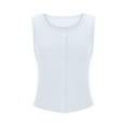 thumbnail image 3 of GigrtiJin Women's Ruched Button down Tank Tops Slim Cute Sleeveless Blouse Ladies Solid Color Going out Shirts, 3 of 5