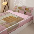 thumbnail image 2 of Castle Fairy Minimalist Geometric Square Zipper Full Size Comforter Sets with Fitted Sheet and 2 Pillowcases,Abstract Watercolor Graffiti Zipper Bedding Set,Pink Gold Off-White,Reversible, 2 of 7