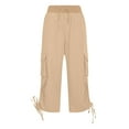thumbnail image 3 of Xixinqiwan Women's Cargo Capri Pants Cotton Lightweight Drawstring Capris Summer Casual Athletic Hiking Cropped Pants with Pockets, 3 of 6