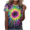 thumbnail image 6 of AUNVITO Women's Carnival Print T-shirt Loose Fit Round Neck Short Sleeve Casual and Festive Style, 6 of 7