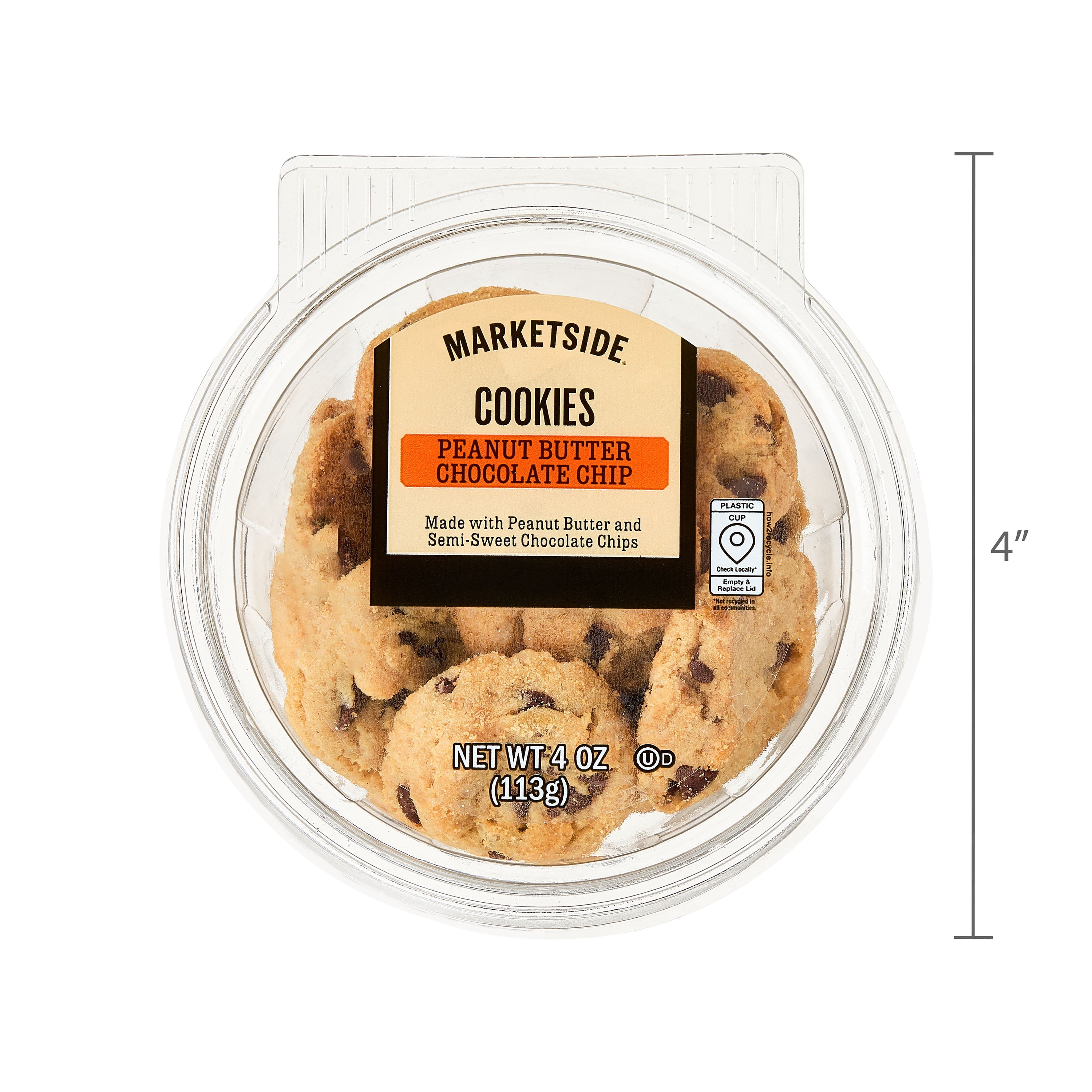 Marketside Mini Peanut Butter Chocolate Chip Baked Cookies, 4 oz, 8 Count