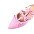 thumbnail image 2 of XYD Women Chic Bows Pointy Close Toe T-Strap Flats Sandals Ankle Strap Slingbacks Daily Comfy Shoes Size 6.5 Pink, 2 of 4