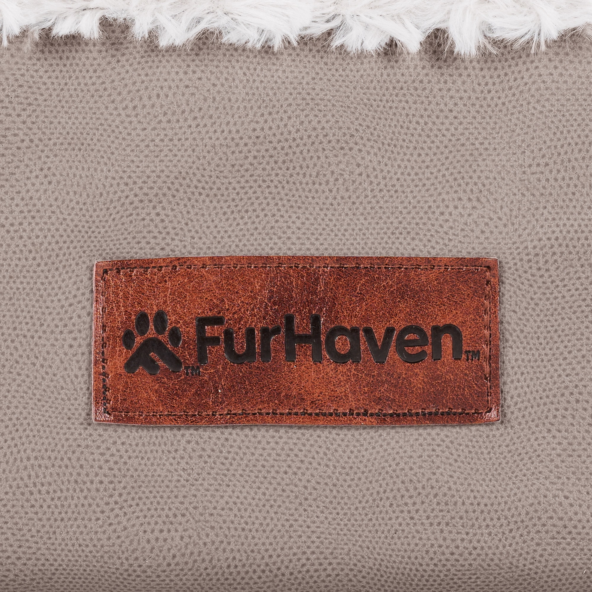 FurHaven Large (27"x36") Orthopedic Dog Bed – Textured Plush & Coated Poly Modern Sofa Pet Bed, CertiPUR-US Foam, Removable Washable Cover, Greige