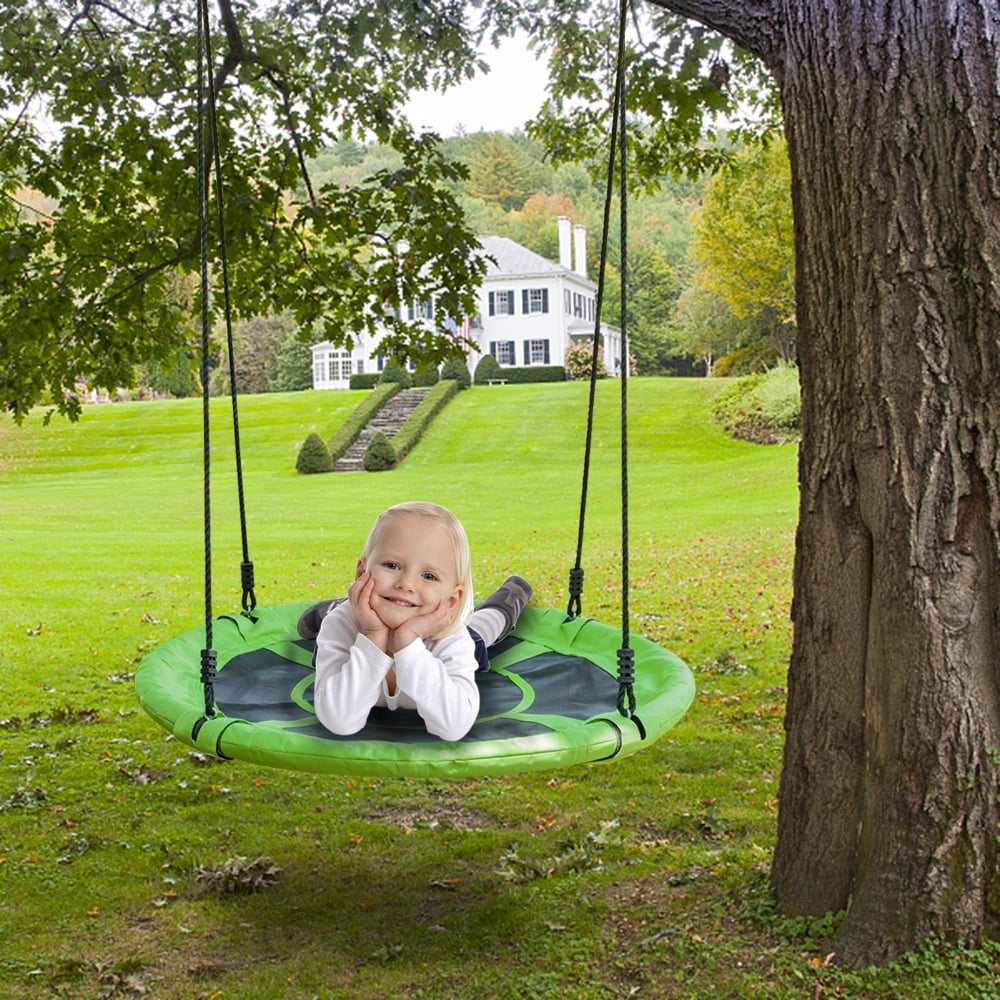 Outdoor Swing Set Seat with Rope for Kids Outdoor Funny Toys Green 