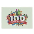 thumbnail image 1 of 100th Birthday Cutting Board, Geometrical Abstract Digital Print with Shapes Castle Boat Birthday Party, Decorative Tempered Glass Cutting and Serving Board, Large Size, Multicolor, by Ambesonne, 1 of 1