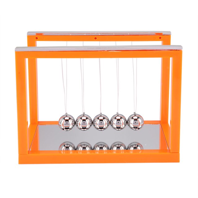 Newton's Cradle Bola de equilibrio de acero, juguete para aliviar el estrés, adorno de escritorio, regalo de decoración (naranja)