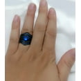 thumbnail image 5 of ringheart 4 Matching Rings Couple Rings CZ Women Wedding Ring Sets for Him and Her Black and Blue Ring, 5 of 7