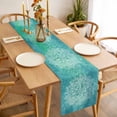 thumbnail image 3 of Turquoise Boho Table Runner - 108 Inch Long, Kitchen Dining Table Runner Dresser Scarves, Oriental Abstract Motifs Traditional Bohemian Farmhouse Decor for Coffee Tables Wedding Party Banquet, 3 of 8