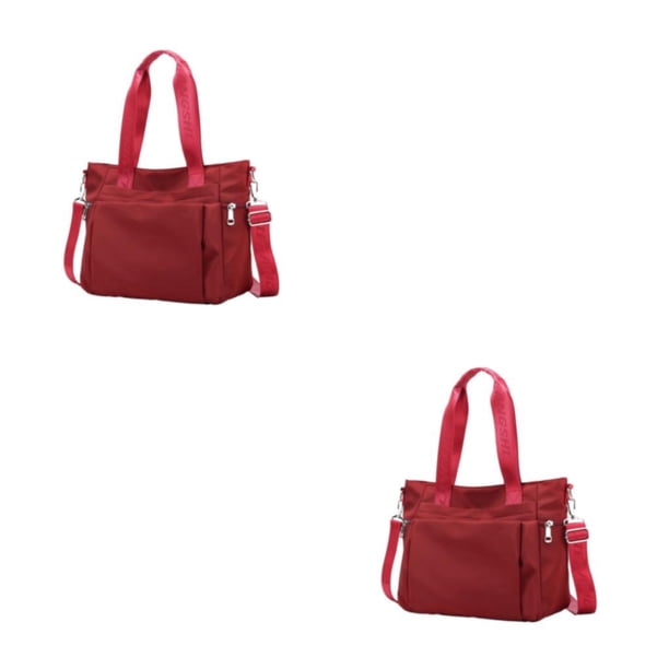 Bolso tote de nailon duradero Minnieouse para mujer impermeable Vino rojo
