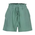 thumbnail image 5 of Dpytoraw Women's Fashion Spring And Summer Solid Color High Waist Pocket Loose Wide Leg Beach Shorts Green, 5 of 5