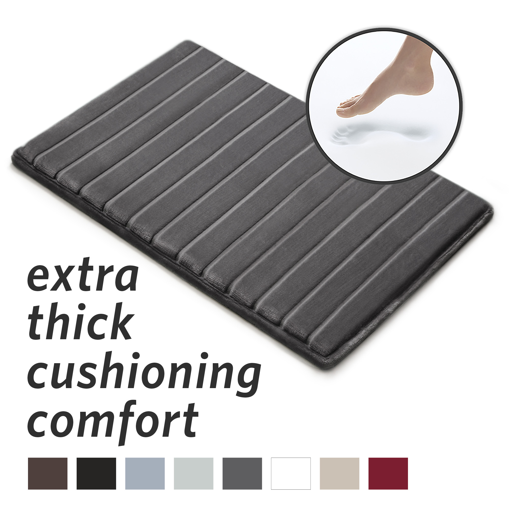 Microdry Luxury Charcoal Infused Memory Foam Bath Mat With Griptex Skid