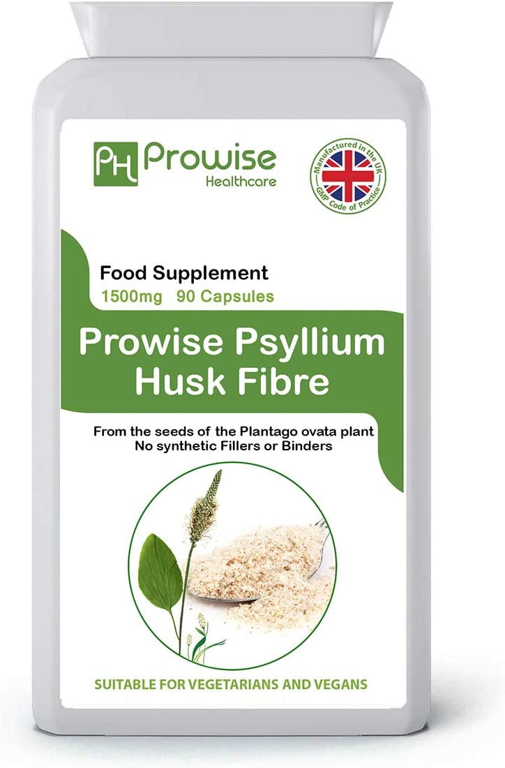 Psyllium Husks 1500mg x 90 Capsules Natural Dietary Fibre for Colon Cleansing & Bowel Health