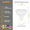 thumbnail image 7 of Sunlite LED MR16 Reflector Spotlight Bulb, 7 Watts (50W Halogen Bulb Equivalent), GU5.3 Bi-Pin Base, Dimmable,UL Listed, 5000K Daylight, 6-Pack, 7 of 7