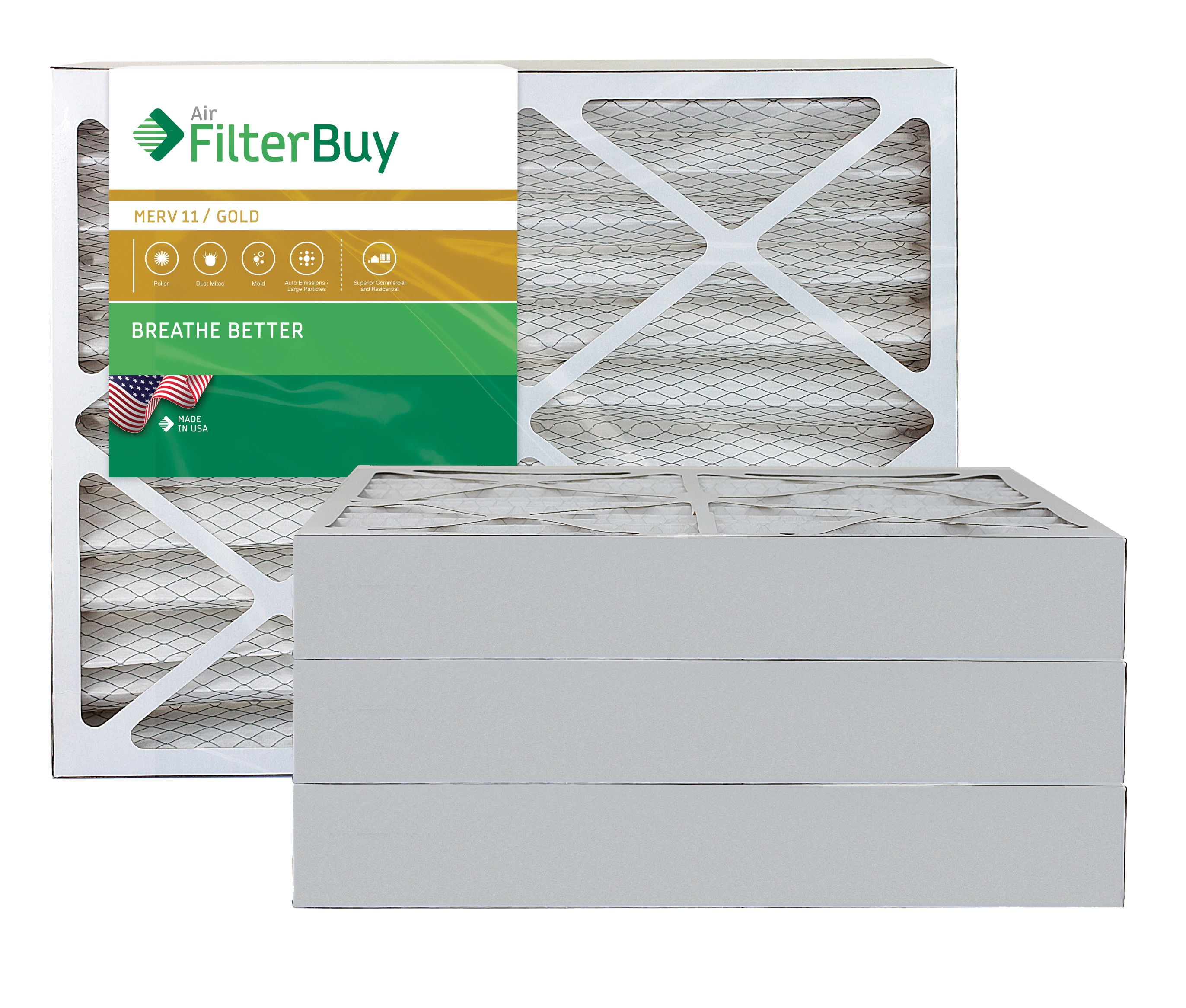 FilterBuy 20x25x4 MERV 11 Pleated AC Furnace Air Filter, (Pack of 4