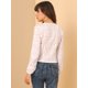 thumbnail image 5 of Allegra K Blusa de manga larga con cuello en V dulce y estampado de corazÃ³n para mujer blanco L Unique Bargains Blusa, 5 of 6