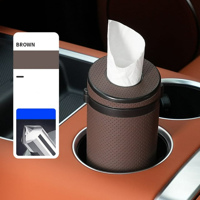 BUYISI Multifunction Car Tissue Box Auto Round Paper Tube Safety Broken Glass Tissue Brown