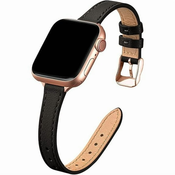 lulufa Slim Leather Bands Compatible with Apple Watch Band 38mm 40mm 41mm 42mm 44mm 45mm 46mm 49mm, Top Grain Leather Watch Thin Wristband for iWatch Ultra SE Series 10/9/8/7/6/5/4/3/2/1