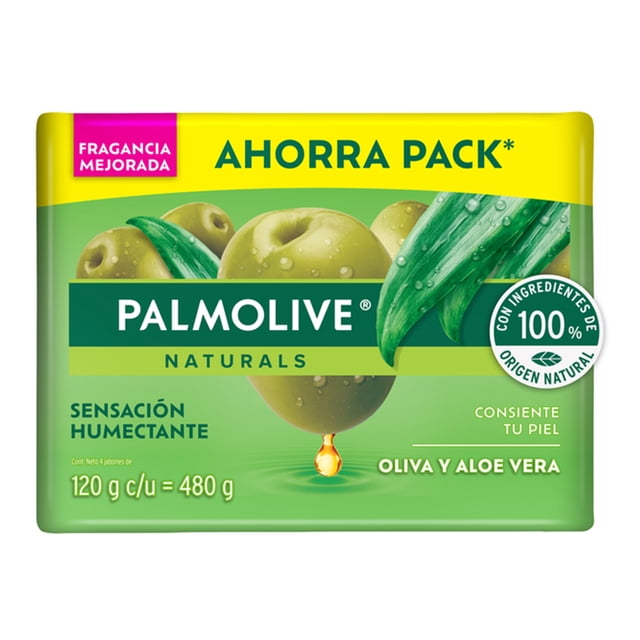 Jabon de Baño Palmolive Naturals Sensación Humectante Aloe y Oliva 4 x 120 g