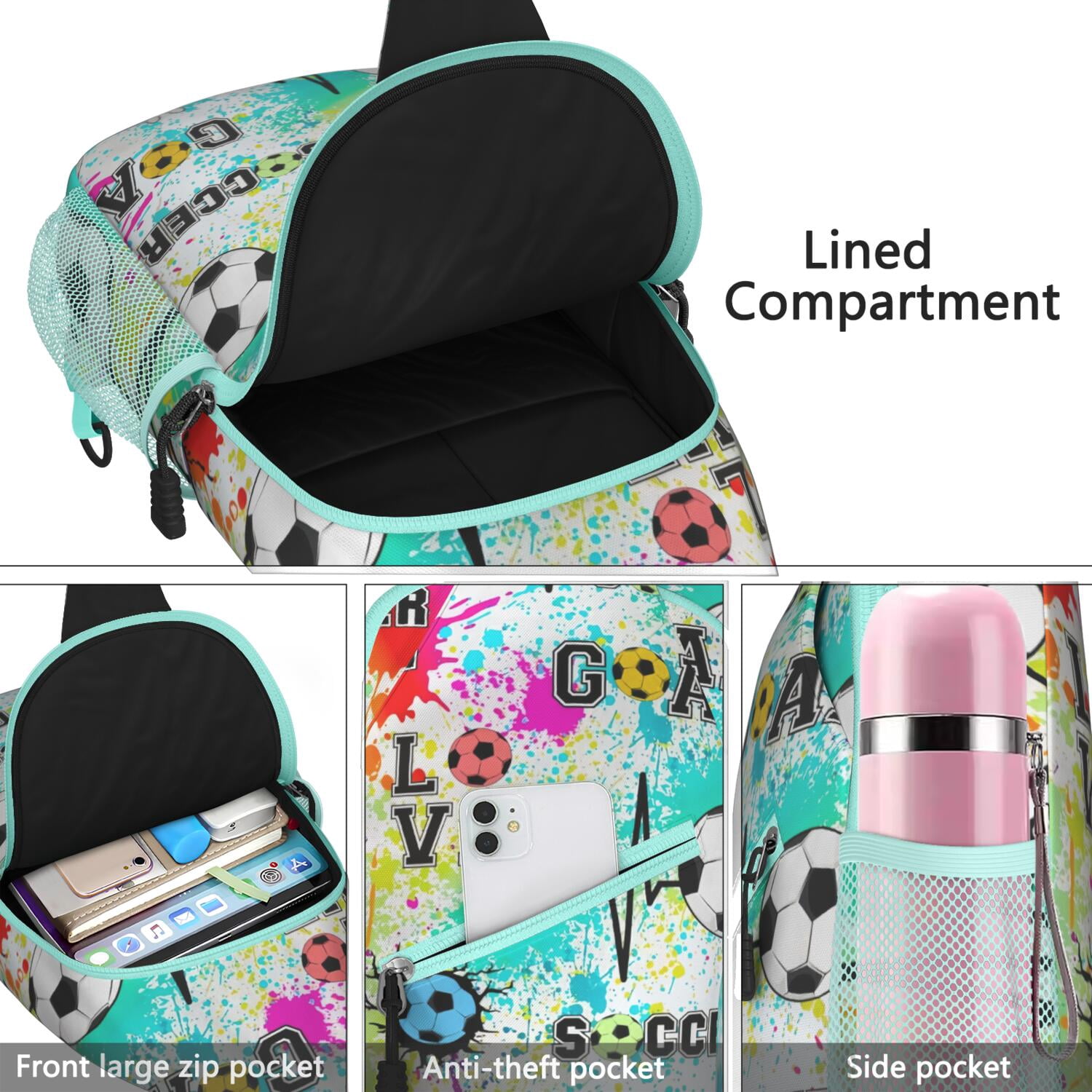 Teen Sports Sling Bag Shoulder Backpack with Softball Print, Mesh Sides Perfect Gift for Boys, Young Players