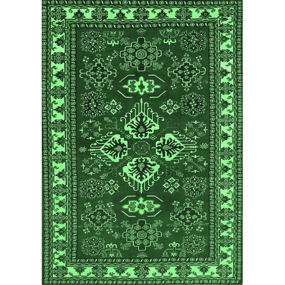 Ahgly Company Indoor Rectangle Persian Emerald Green Traditional Area Rugs, 5' x 8'