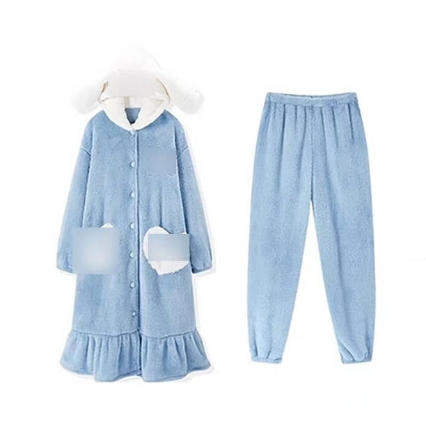 Camisón de forro polar coral con capucha de Sullivan de invierno, pijama grande con fresas para perro Gui, ropa de hogar gruesa con ojos grandes