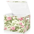 thumbnail image 2 of Storage Box With Lid 16.5x12.6x11.8In Foldable Stacked Household Storage Box Pretty Pink Rose, 2 of 7