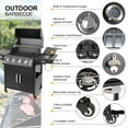 Polar Aurora Sturdy 4Burner Propane BBQ Grill with Side Burner and Table for Outdoor Cooking