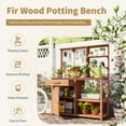 thumbnail image 2 of Fir Wood Potting Bench with Hutch & Drawer, Outdoor Garden Workstation with 4 Shelves & Adjustable Storage, Pegboard with Hooks, for Patio/Lawn/Garden, Brown, 2 of 9