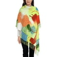 thumbnail image 1 of Women's Fashion Tassel Scarf, Watercolour Abstract Forest Long Shawl, Lightweight and Warm, 1 of 9