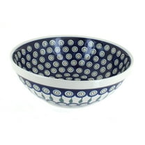 Blue Rose Polish Pottery Peacock Large Serving Bowl