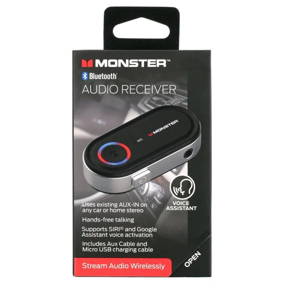 Monster Audio Receiver, Bluetooth Auxiliary Audio Receiver With Voice Control