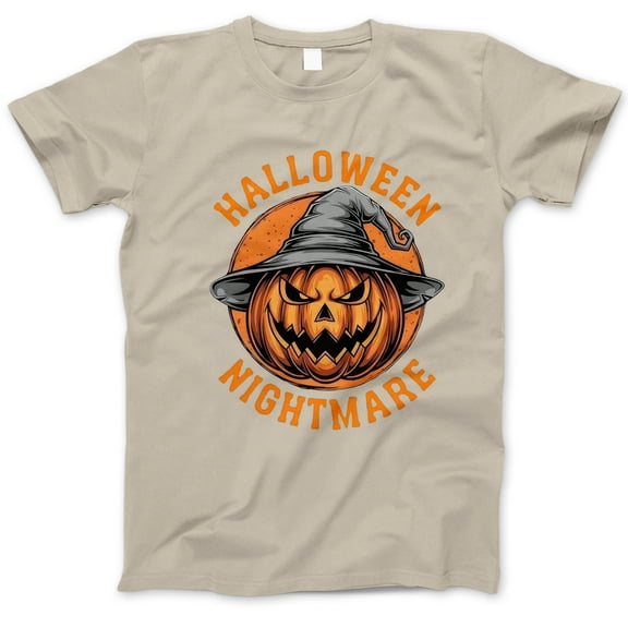 Halloween Nightmare Pumpkin T-Shirt, Scary Jack-O’-Lantern Graphic Tee with Witch Hat, Spooky Gothic Shirt, Horror Pumpkin Gift for Halloween