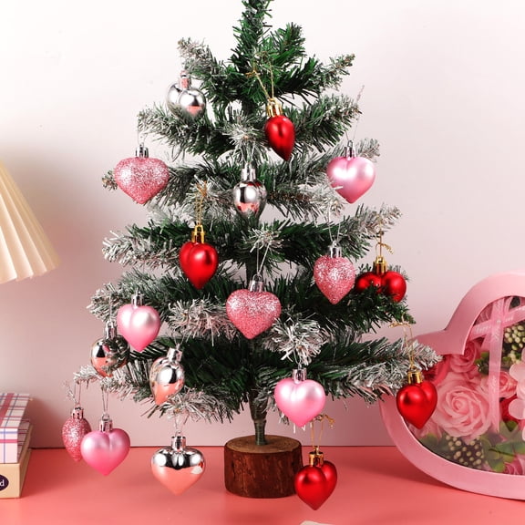 HEANUJJ 48-Piece Plastic Heart Ornaments Set, Unique Decorative Hearts for Home, Christmas Tree, Party and Holiday Decor