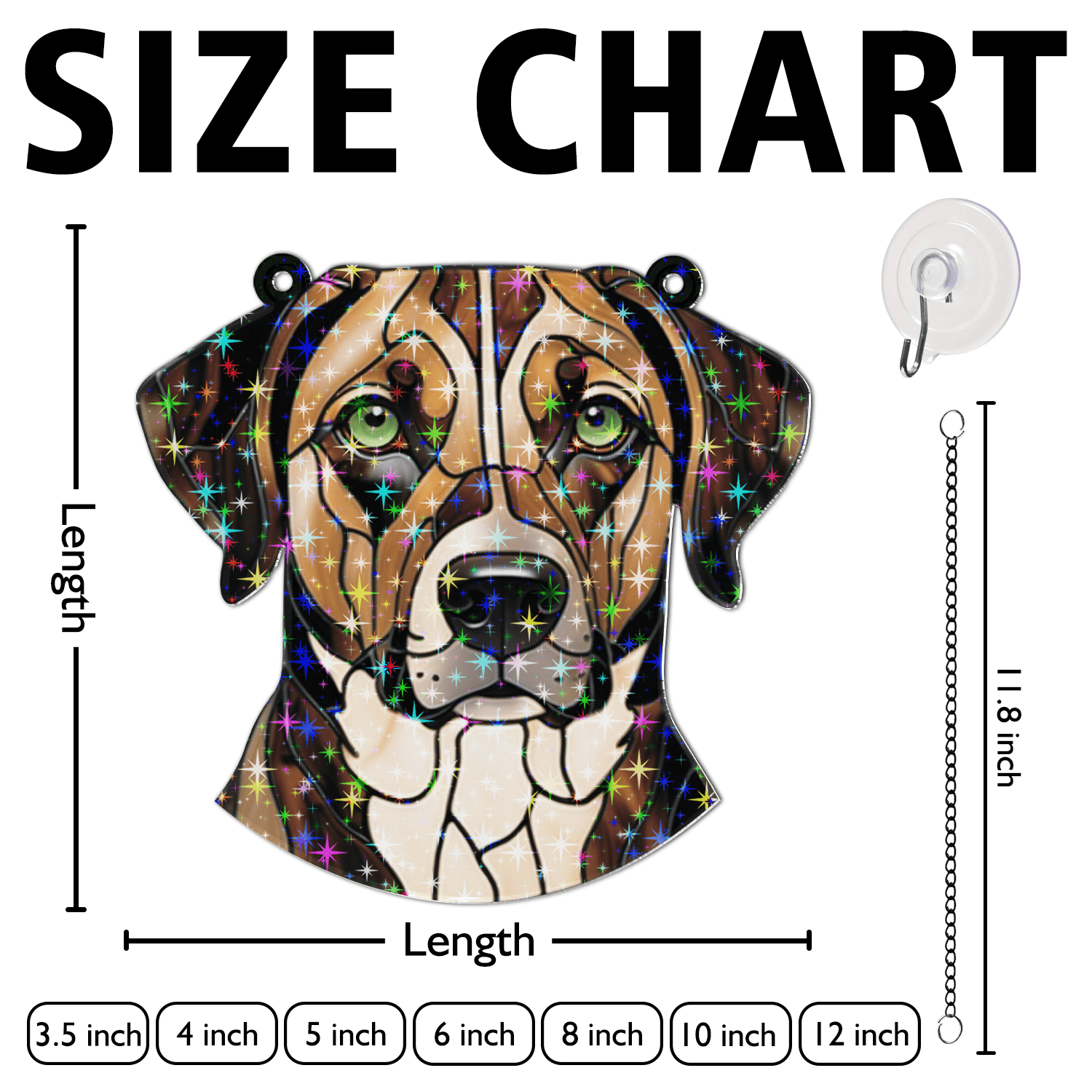 89Bloom Plott Stained Glass Hologram Ornament, Dog Stained Glass Suncatcher Ornaments Home Decor, Dog Holographic Ornaments