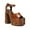 Brown, variant on Women Clog Block Chunky Heel Sandals Platform Bronzed Studs Open Toe Ankle Strap Vintage Parties Shoes Size 7.5 Red