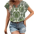 thumbnail image 2 of Blczomt Womens Tops 2025 Summer Trendy Shirts Batwing Sleeve Loose Green Keyhole Neck Women Shirts, 2 of 4